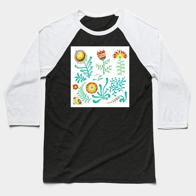 Elegance Seamless pattern with flowers Baseball T-Shirt by Olga Berlet